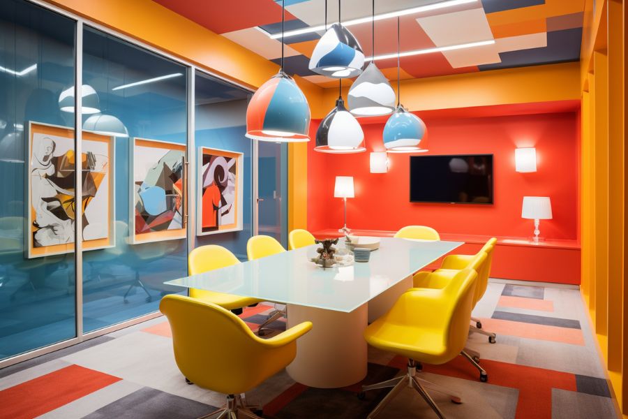 Lighting and colour schemes for small offices